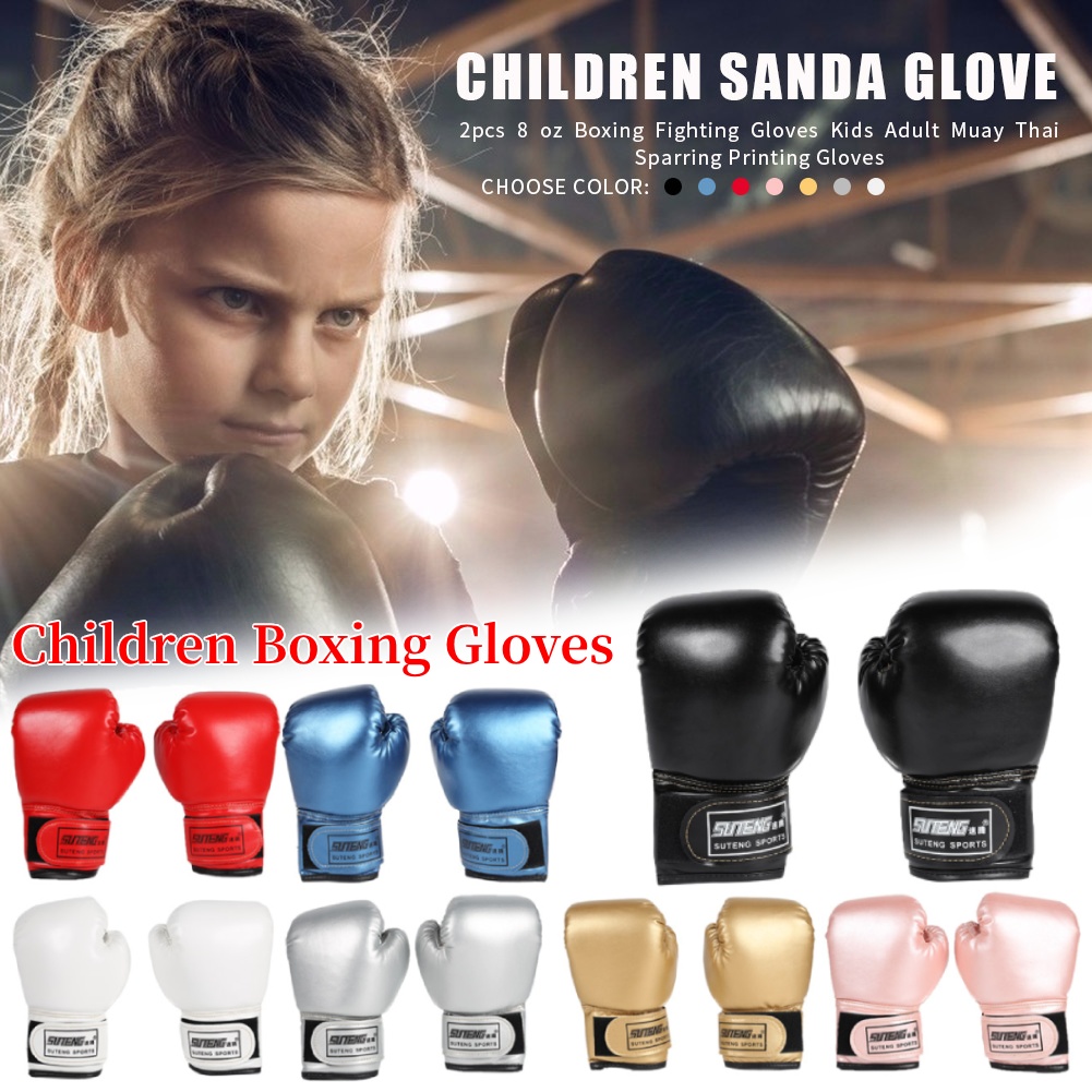 Guantes de entrenamiento de boxeo profesional para niños, guantes de cuero PU, transpirables, boxeo, Karate, Muay Thai, 5-12 años