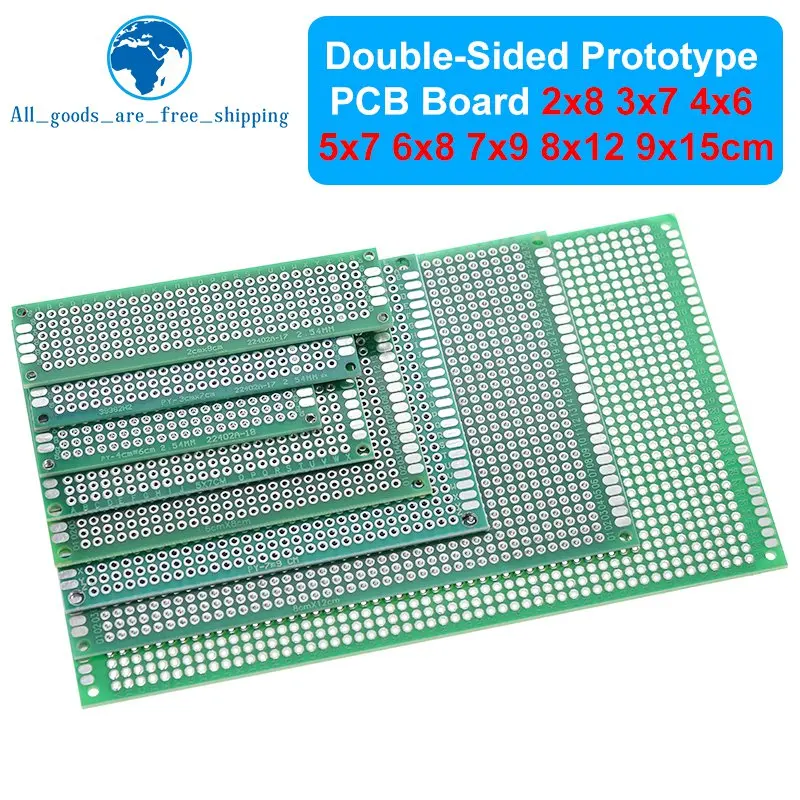 TZT 2x8 3x7 4x6 5x7 6x8 7x9 8x12 9x15 cm Double Side Prototype Diy Universal Circuit  Board Protoboard For Arduino