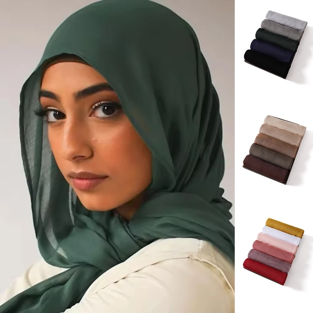 Muslimische Hijabs für Frauen, Schal, dünn, schlicht, Schals, Femme Musulman, weiche Viskose, Rayon, Kopftuch, islamisches Turban-Stirnband, 200 x 85 cm