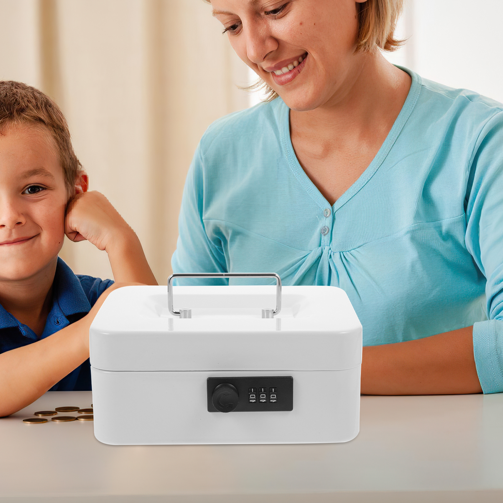 Afsluitbaar met sleutel Metalen geldopslag Home Lock Box voor contant geld Cadeau-organizer Dozen Grote capaciteit Munthouder Decoratief contant geld