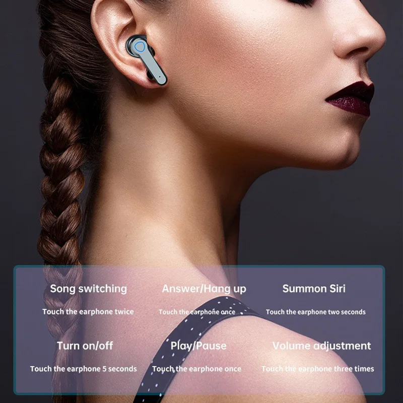 M19 Bluetooth Wireless Headset 5.3 Bluetooth Earphones IPX5 Waterproof Headsets with Mic HiFi Stereo Music Earbuds for All Phone