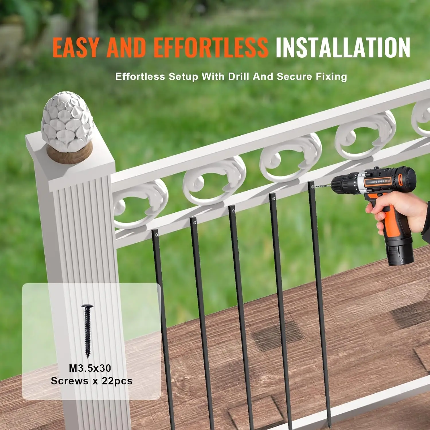 Staircase Metal Balusters, 44'' x 0.5'' Square Aluminum Alloy Decorative Banister Spindles, 11 Pack Deck Baluster with Screws