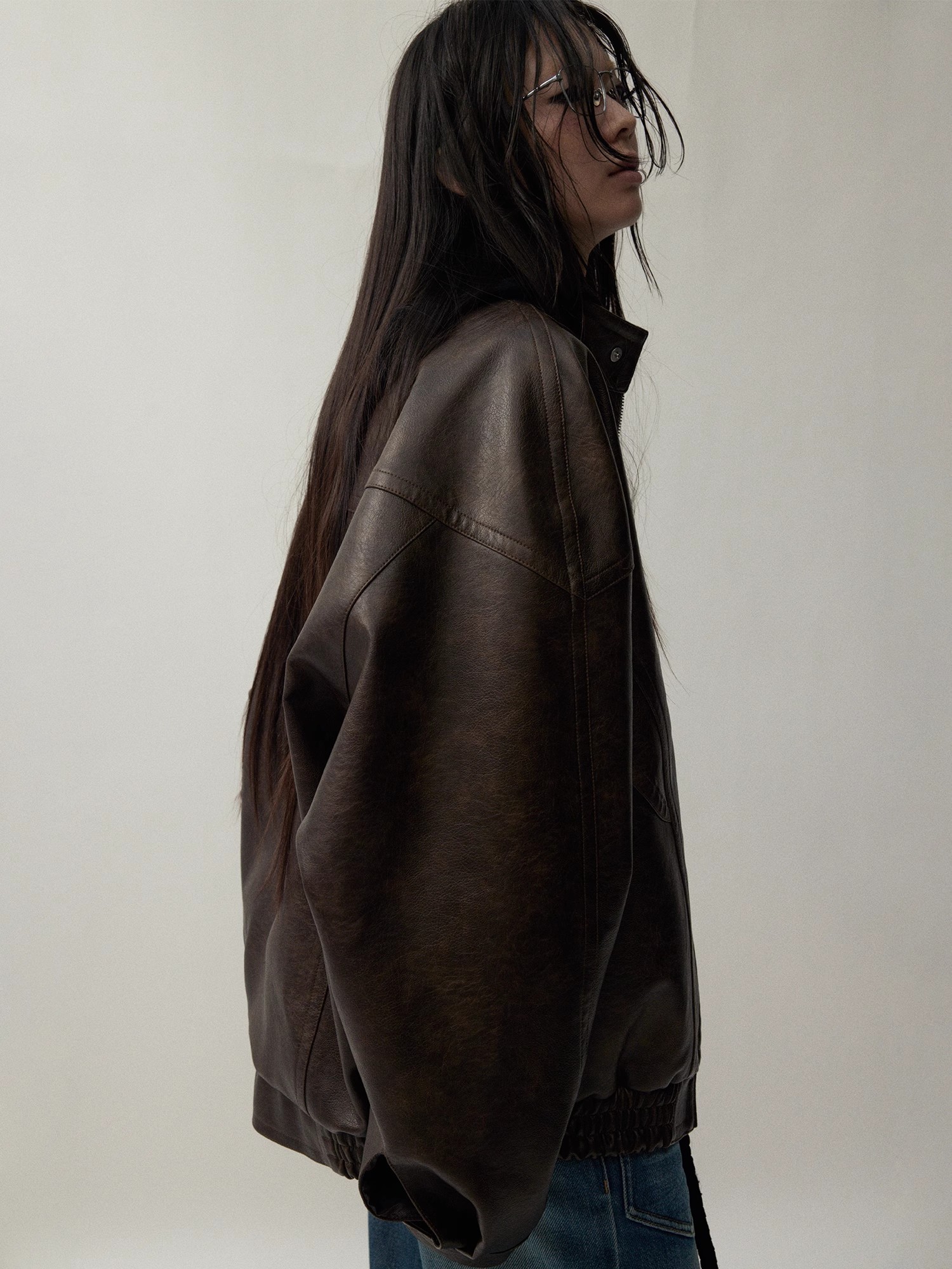 Lautaro Herbst Coole Hübsche Distressed Braun Übergroße Pu Leder Jacke Frauen Zipper Stehkragen Amerikanische Retro Kleidung