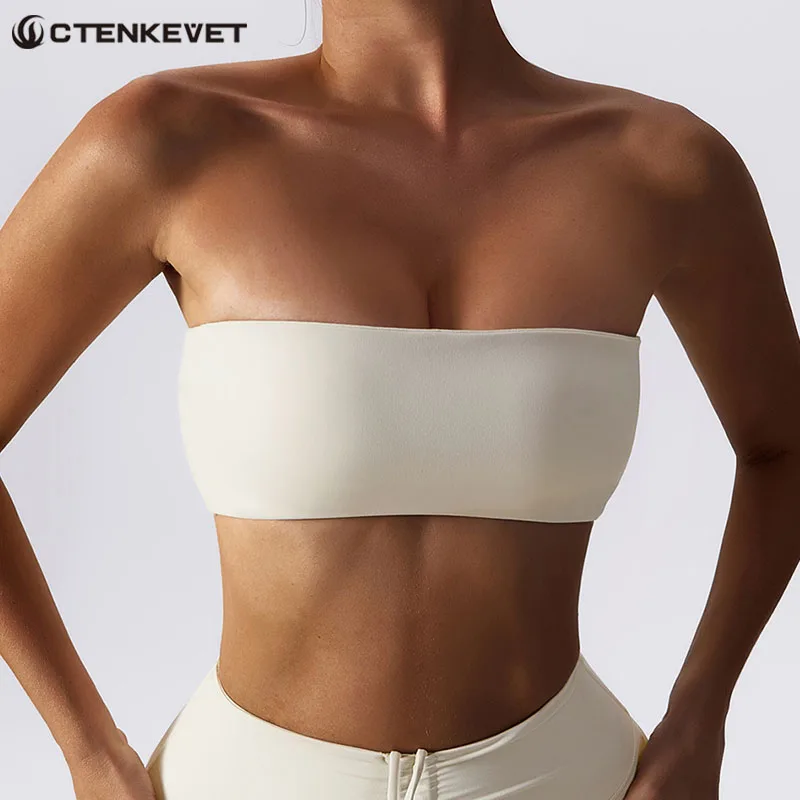 Ctenkevet Strapless Bra Woman Yoga Bra Gym Sports Underwear Female Tube Top Sports Bra Gym Bra Women Fitness Crop Top