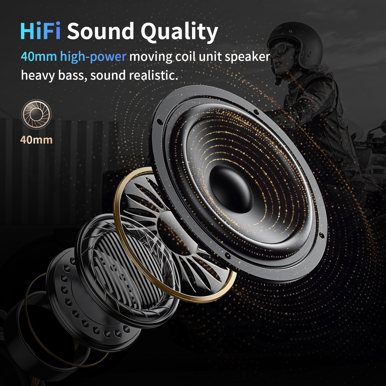 Fodsports FX-S Bluetooth Motorcycle Intercom Wireless Helmet Headset,1000M,BT5.4