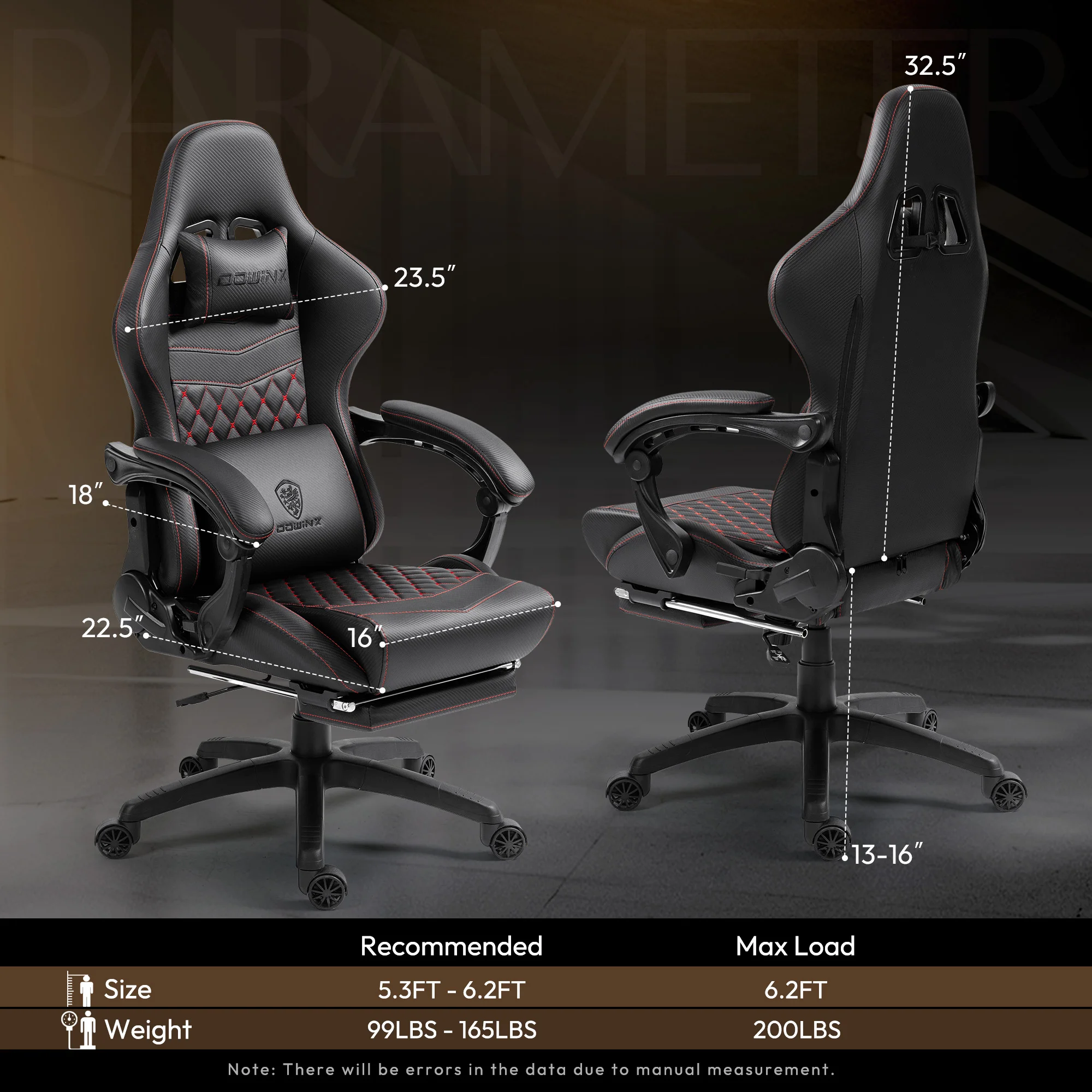 Dowinx-Chaise de Bureau et de Jeu en Cuir PU, avec Repose-Pieds et Support Lombaire, à Dossier Haut, Réglable, pour Tâches