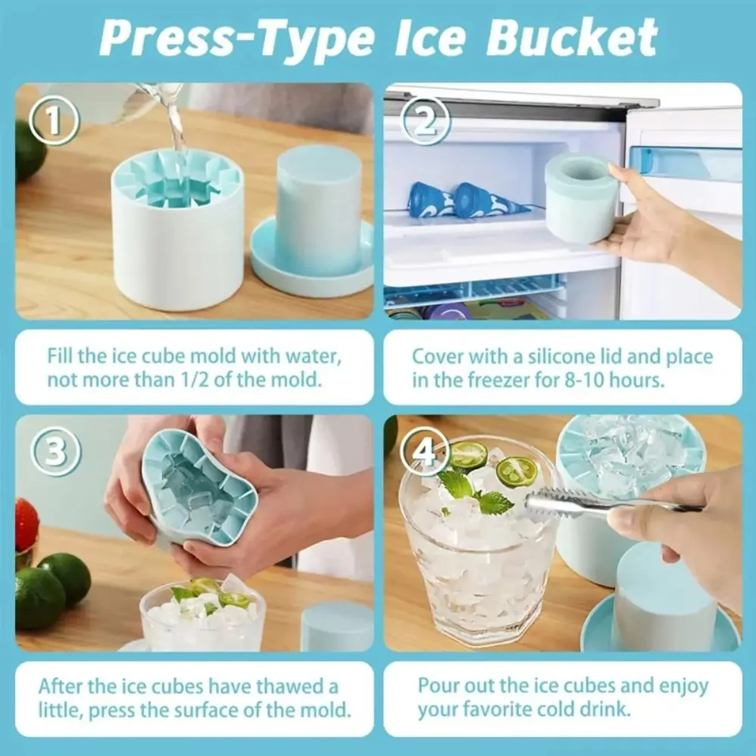 Molde de cubo de gelo de silicone redondo balde de gelo verão caseiro diy geladeira congelar fabricante de gelo criativo molde d