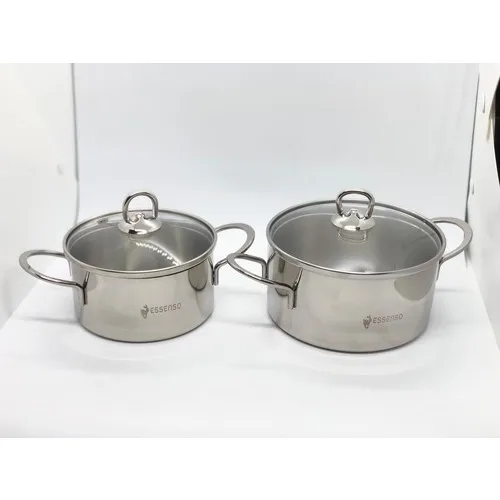 Essenso 12 Cm 500 Ml 14 Cm 1000 Ml Set Panci Pemanas dan Penyimpanan Panci Baja Tahan Karat Panci Anti Lengket Dapur Baru Kualitas Tinggi Laris