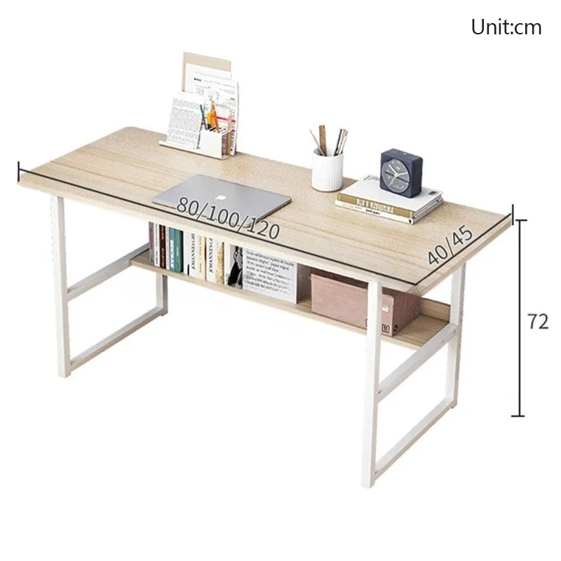 Sturdy Room Students Study Table Wide Desktop Rounded Corners Office Computer Desk With Storage Layer Simple Home Gaming Desk