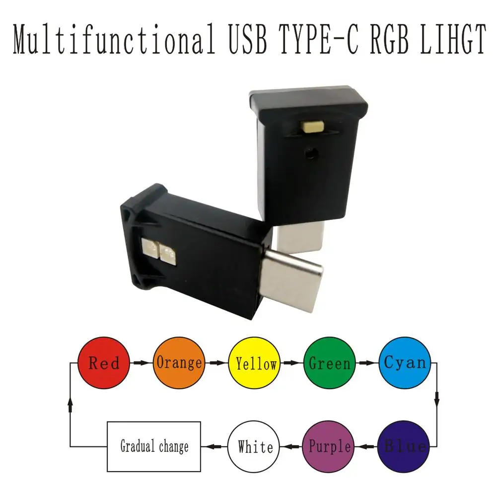 Lámpara de ambiente Interior ajustable tipo C para coche, luz LED ambiental, 8 colores, RGB, gradiente dinámico, brillo