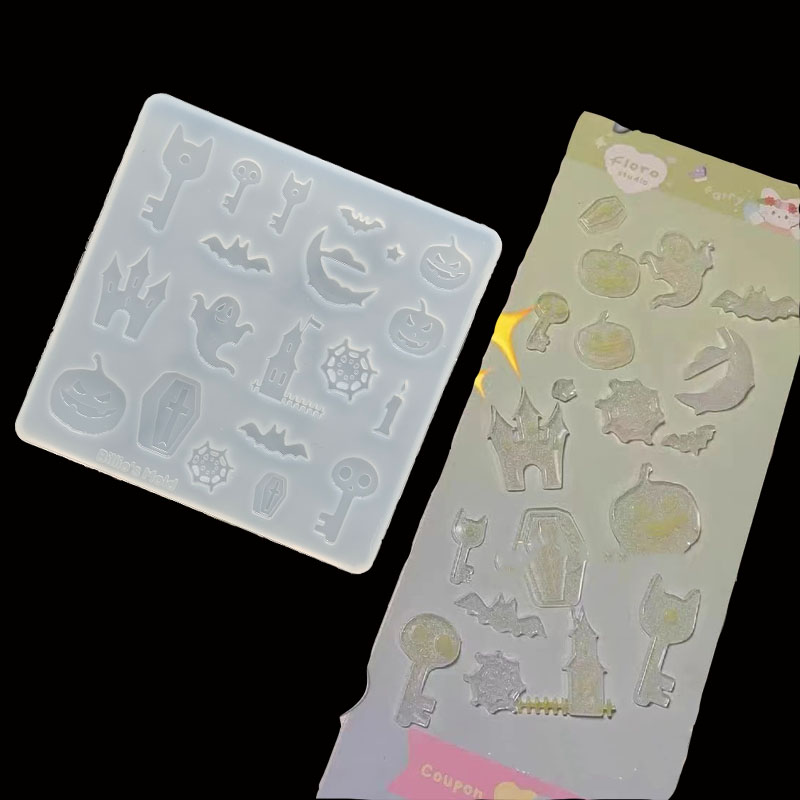 DIY serie de Halloween ataúd en forma de silicona Molde de resina Epoxy herramientas de joyería accesorios de joyería relleno de resina