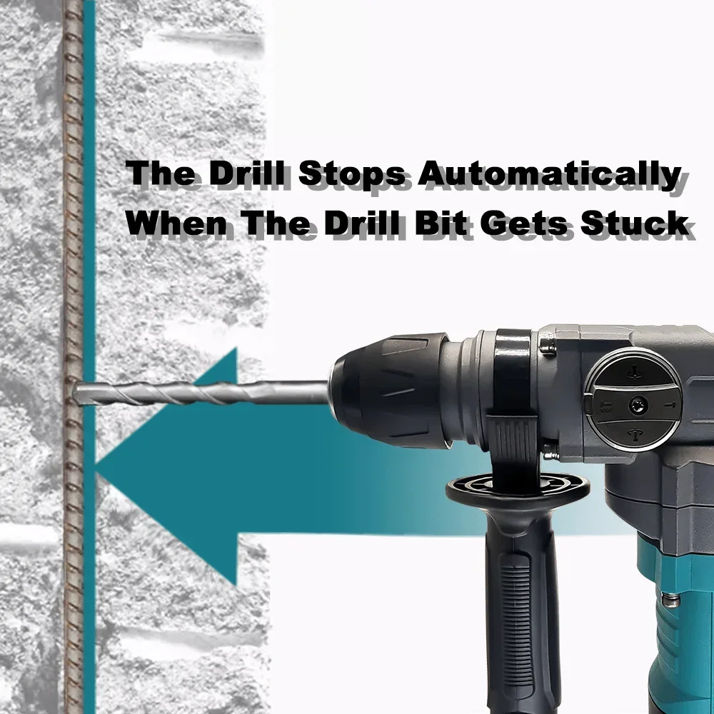 PATUOPRO 36mm Brushless Rotary Hammer Drill 2-Mode 10J Cordless Electric Hammer Drill Handheld Power Tool For Makita 18V Battery