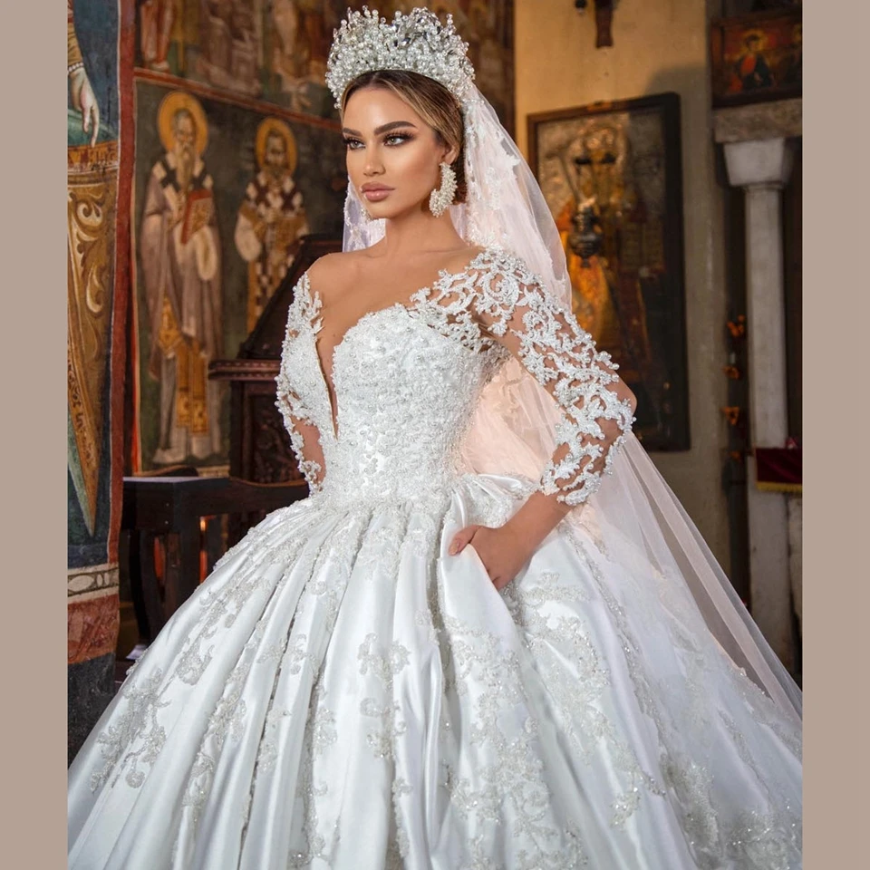 Customized Sequin Long Sleeves Evening Dresses 2025 Floor Length Sweep Train Beaded Appliques Zipper Custom Made Formal Gown