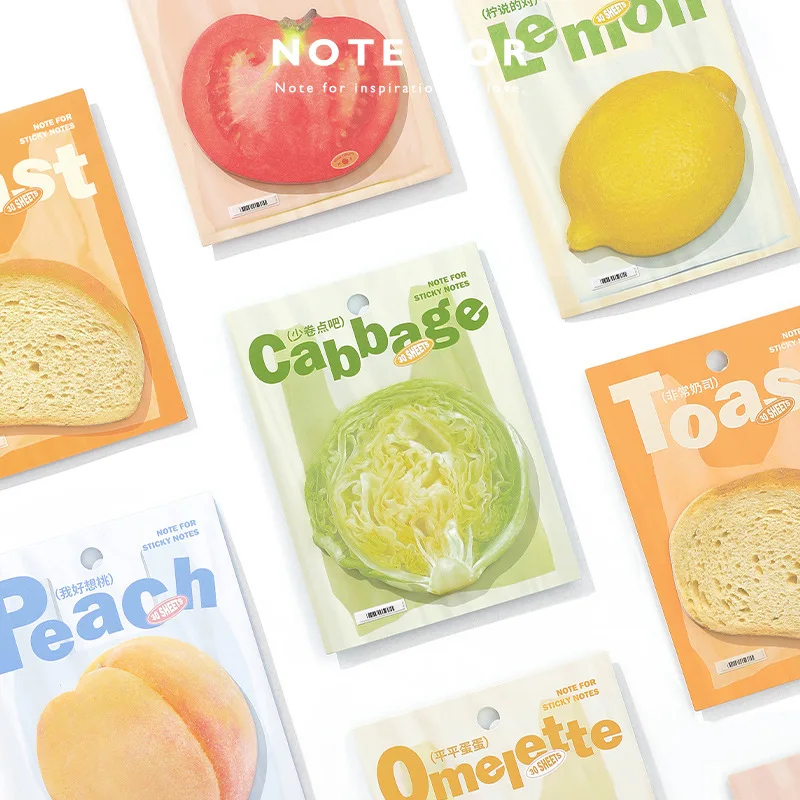 30 ชิ้นผลไม้ Sticky Notes กาวน่ารักผลไม้ขนมปังผัก Memo Notes Self - Stick Note Pads สําหรับโรงเรียนสํานักงานครูนําเสนอ