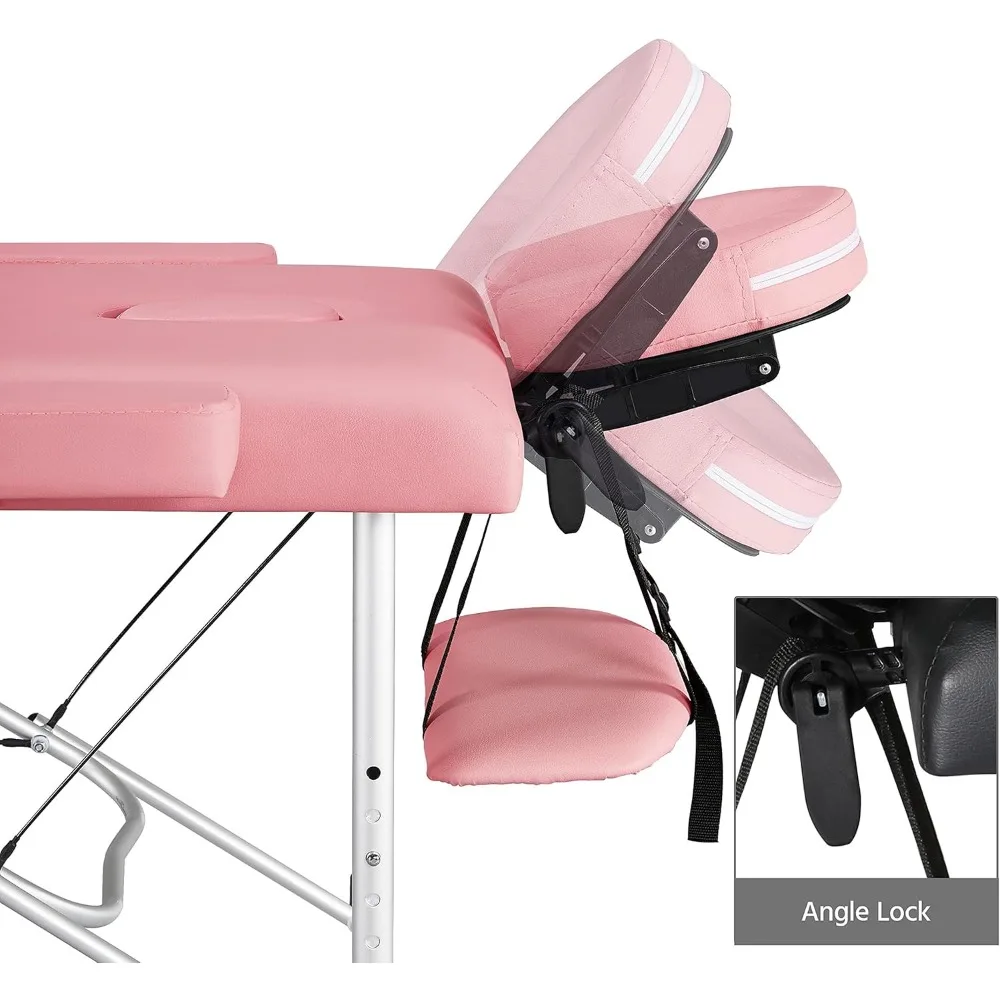 Massage Tables Portable Spa Bed Aluminum Facial Tattoo Bed Lash Bed for Eyelash Extensions Pink