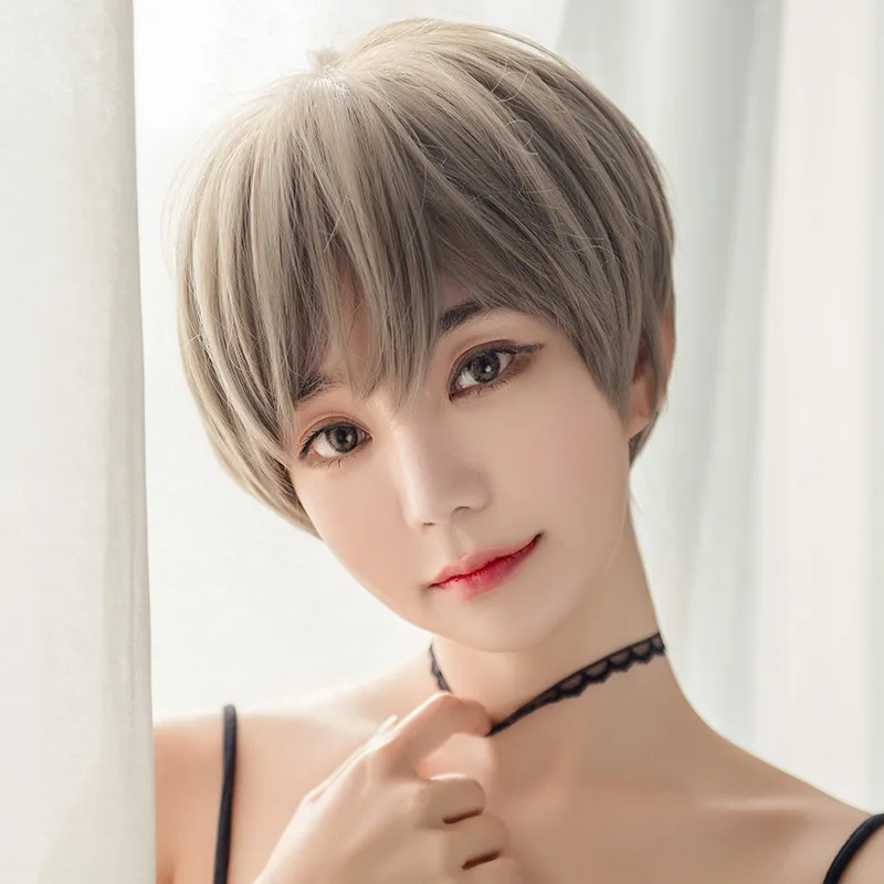 Przedłużanie włosów w stylu koreańskim Moda syntetyczna Młode kobiece peruki Oddychająca osłona głowy Krótka prosta puszysta peruka Kapelusz dla kobiet