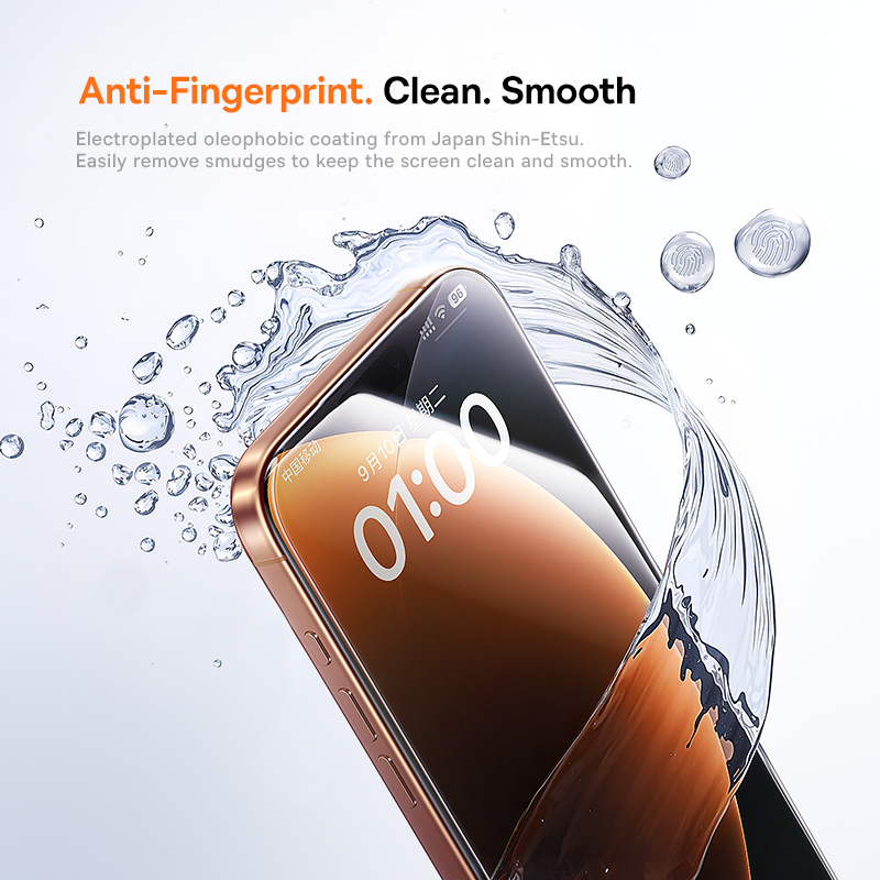 Baseus vidrio templado para iPhone 17 16 15 14 13 12 Pro Max Protector de pantalla HD con Kit de limpieza vidrio antiespionaje a prueba de polvo