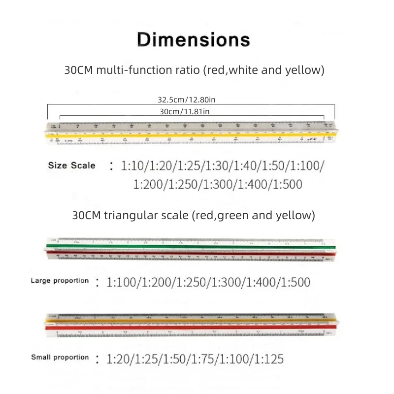 Trigonometric Scale Multi-Functional Ruler Triangular size ratio multiple choice Multi-Drawing Ruler for Graphic Interior Design