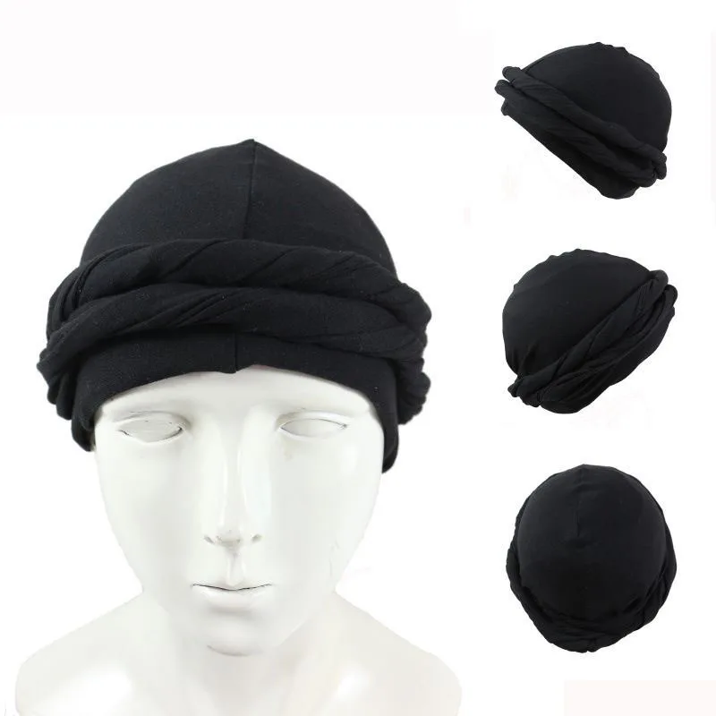 Turbante elástico para hombre, gorro de satén con forro elástico, Bandana, gorro indio, gorros de Hip Hop, diadema para motorista, novedad de 2022