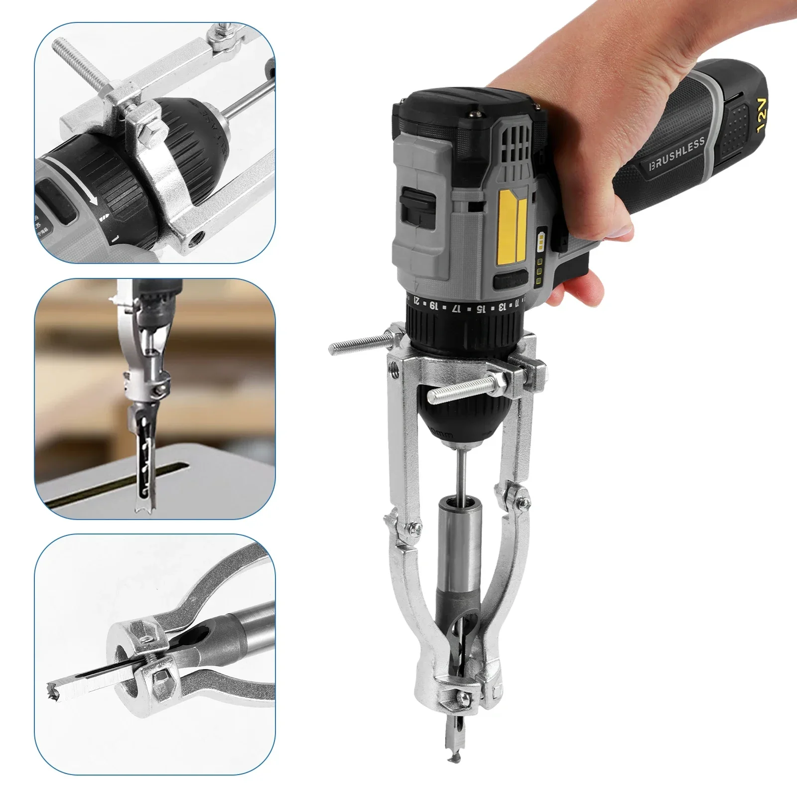Square Hole Drill Bit Adapter Drill Bit Fixing Bracket Professional Attachment Joint Mortiser Bit for Woodworking Tools