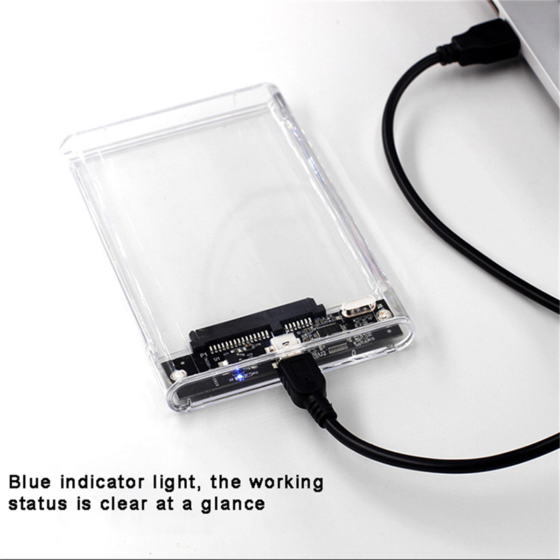 Transparent HDD Case HDD Enclosure 2.5 Inch SSD SATA To USB2.0 Type-C Adapter Portable External Hard Drive Box Tool-Free