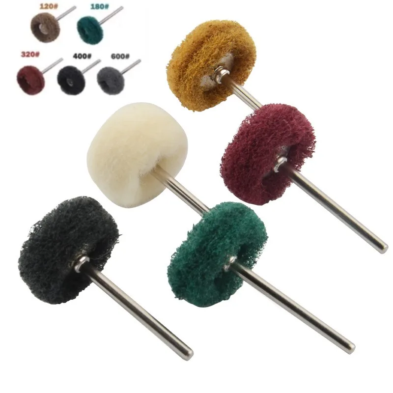 10/50/100pcs Mini Drill Abrasive Brush Nylon Buffing Polishing Wheel Sanding Head 2.35/3mm Shank Buffs Rotating Tool Accessories