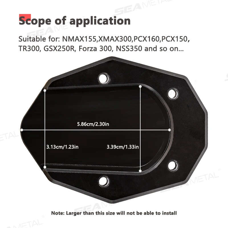 BLALION-extensor de soporte lateral para motocicleta, aleación de aluminio, placa de soporte, accesorio para motocicleta