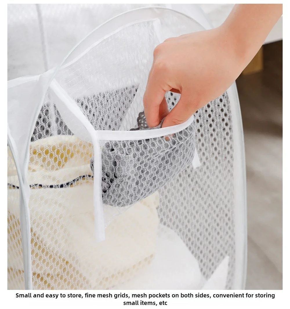 Large Capacity Household Laundry Basket Foldable Mesh Dirty Clothes Storage Basket Toy Storage Bag Bucket Bathroom Accessories