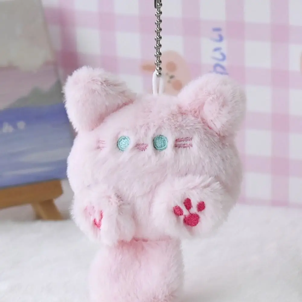 พวงกุญแจจี้ห้อยรถยนต์รูปแมวน้อยยัดไส้รูปสัตว์น่ารักแบบ DIY