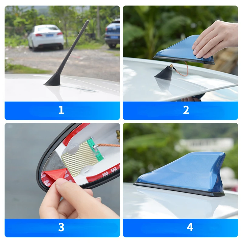 16 cm Universal Carbon Look Auto Dach Top Mount Shark Fin Antenne Antenne Topper Auto Radio AM FM Antenne signal Verstärker