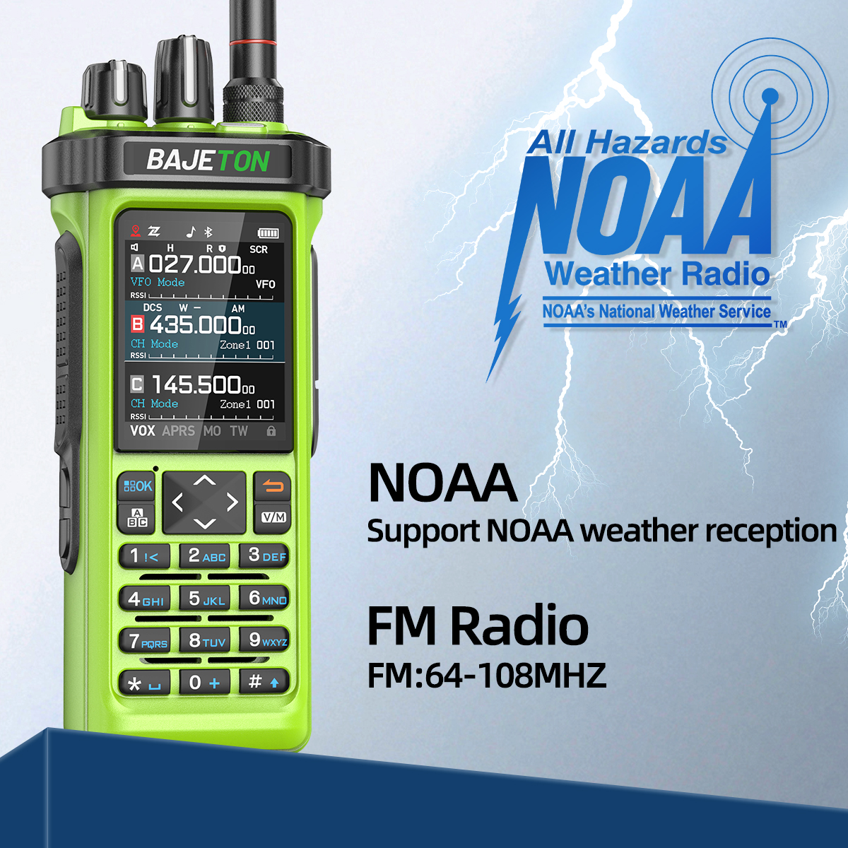 BAJETON BJ-9000 Walkie Talkie AM/FM/CB/LSB/USB/CW receptor con GPS APRS 10W Bluetooth programación de teléfono CB Radioaficionado RT-950PRO