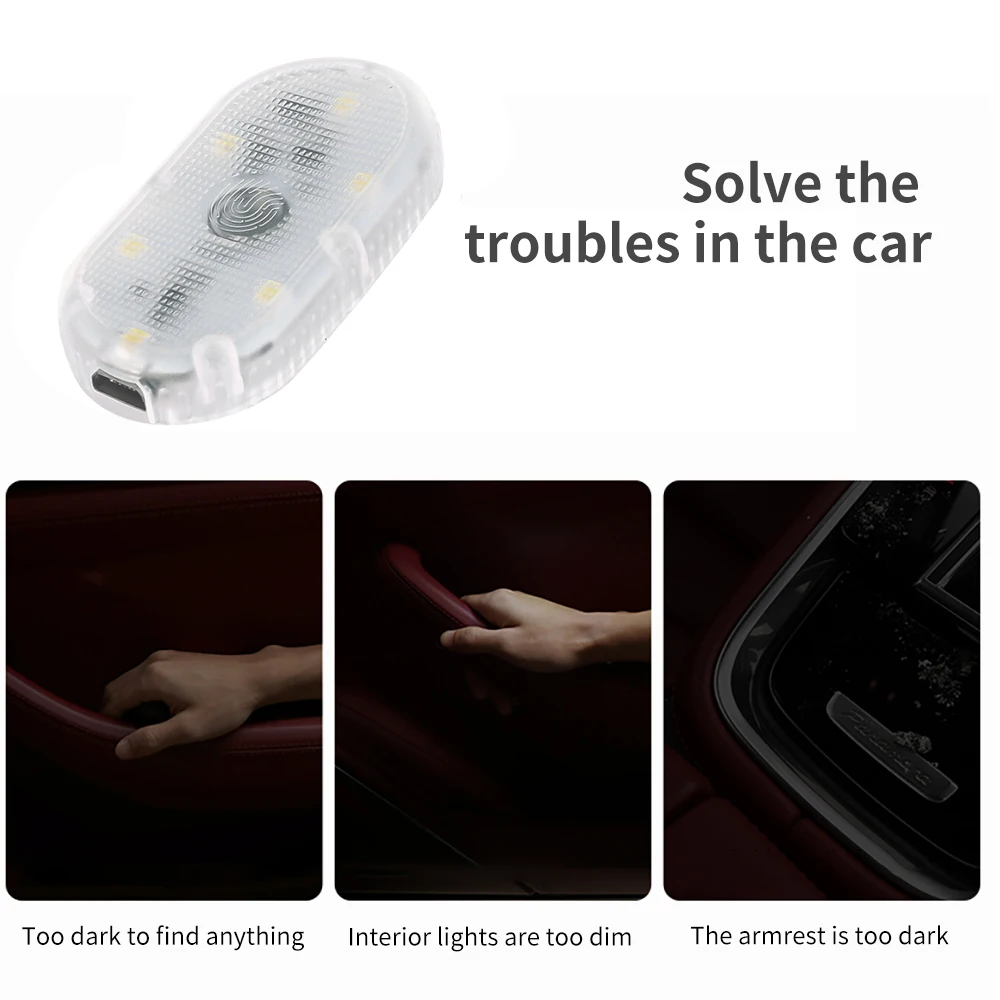 Universal รถ Mini Led สวิทช์อัตโนมัติไร้สาย Ambient โคมไฟกลางคืนแบบพกพาอ่านหนังสือหลังคารถหลอดไฟภายใน