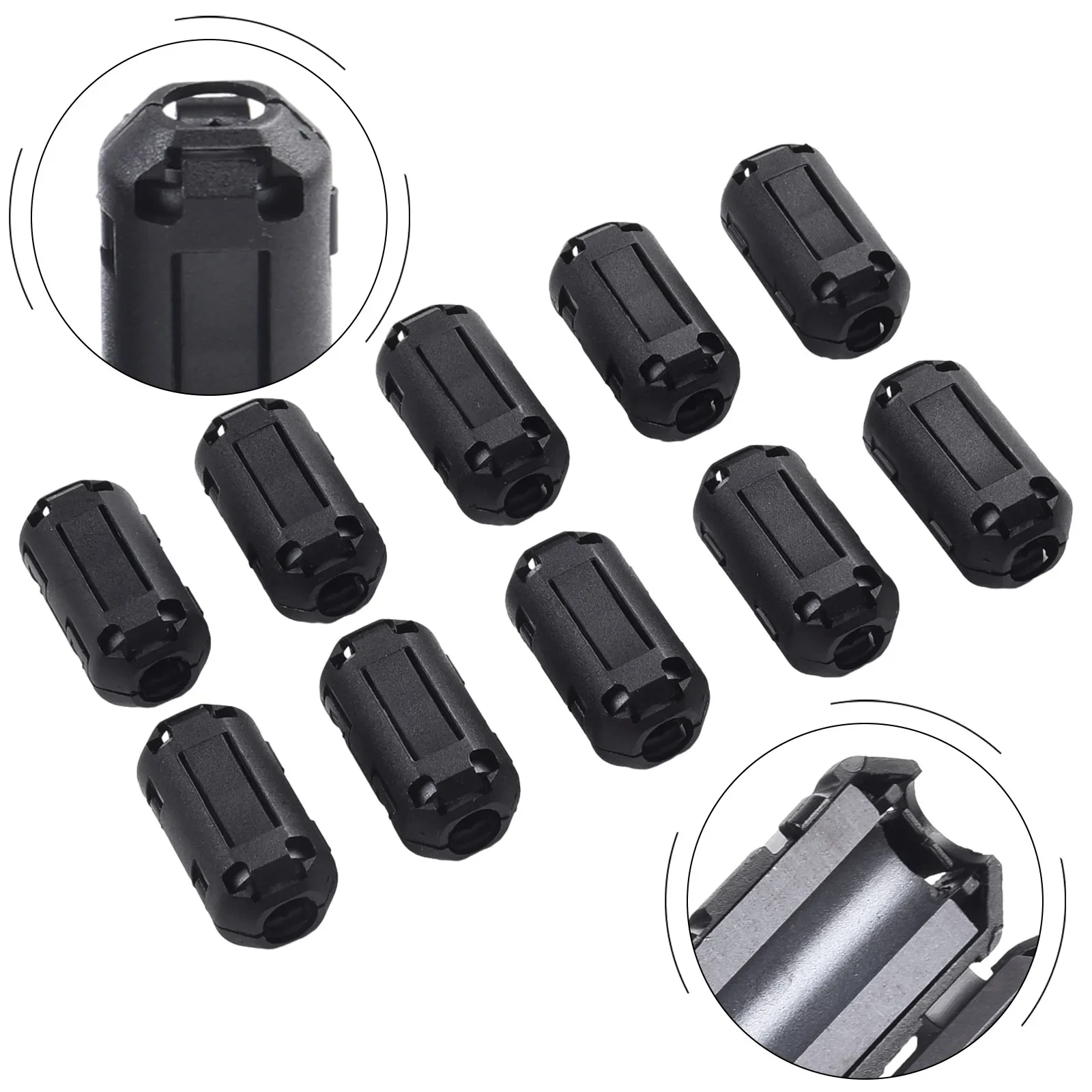 10Pcs TDK Ferrite Core Choke Clip Noise Suppressor Filter Ring Cable Clamp RFI EMI for Audio/Video Cables Power Cord