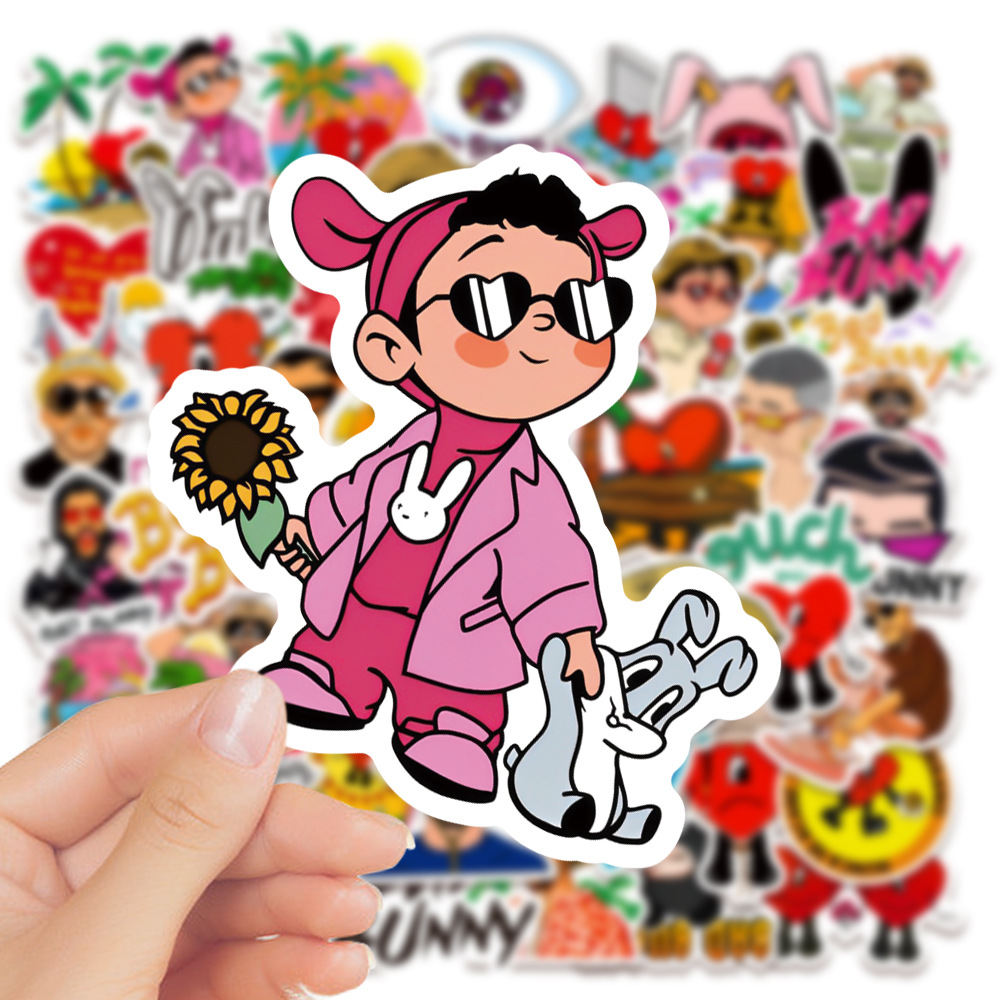 10/30/50 Chiếc Ca Sĩ Xấu Bunny Miếng Dán Hoạt Hình Graffiti Đề Can DIY Laptop Vali Tủ Lạnh Laptop Miếng Dán Kính Cường Lực thiếu Niên Quà Tặng Đồ Chơi