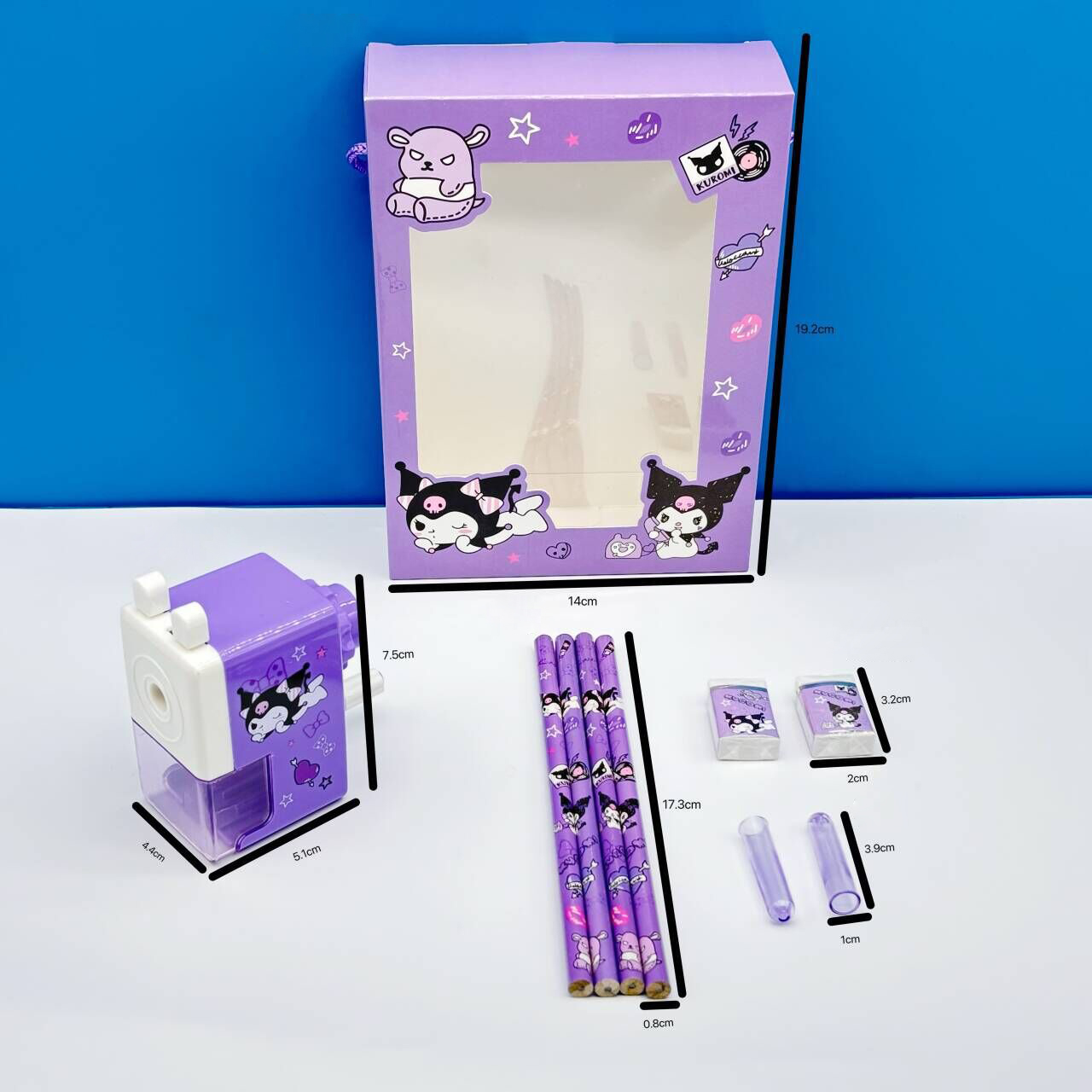 Kuromi Cinnamoroll ชุดเครื่องเขียนของขวัญกล่องการเรียนรู้เครื่องเขียน Hand Shake ดินสอ Sharpener ยางลบชุดของขวัญวันเกิดกล่อง