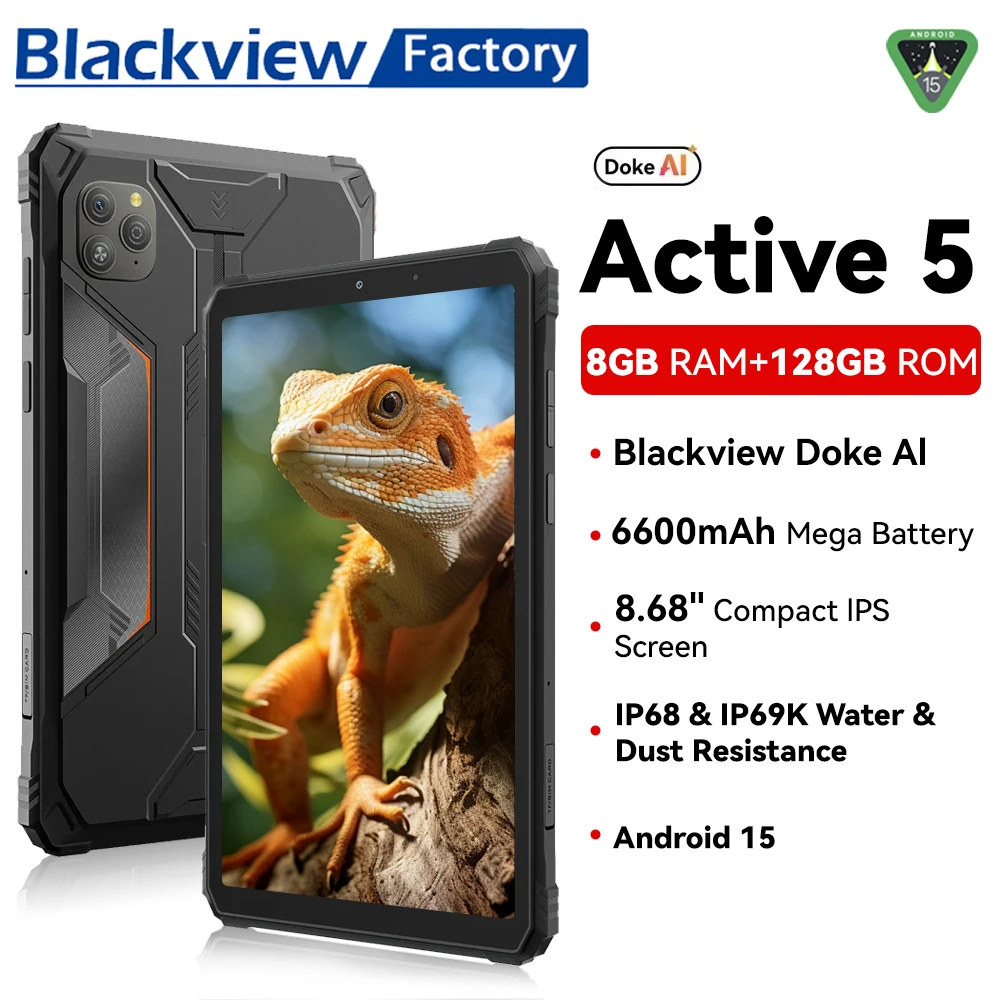 2025 Blackview Active 5 8.68'' Rugged Tablet PC Unisoc T615 Octa Core 8GB + 128GB Telefoon Smartphone 6600mAh Tablets Android 15