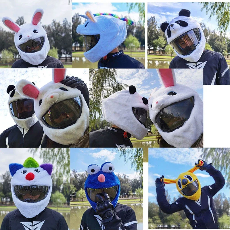 Motorcycle Helmet Cartoons Plush Helmet Protective Cover Helmet Full Face Covers for Outdoor Fun Christmas Personalized Helmets