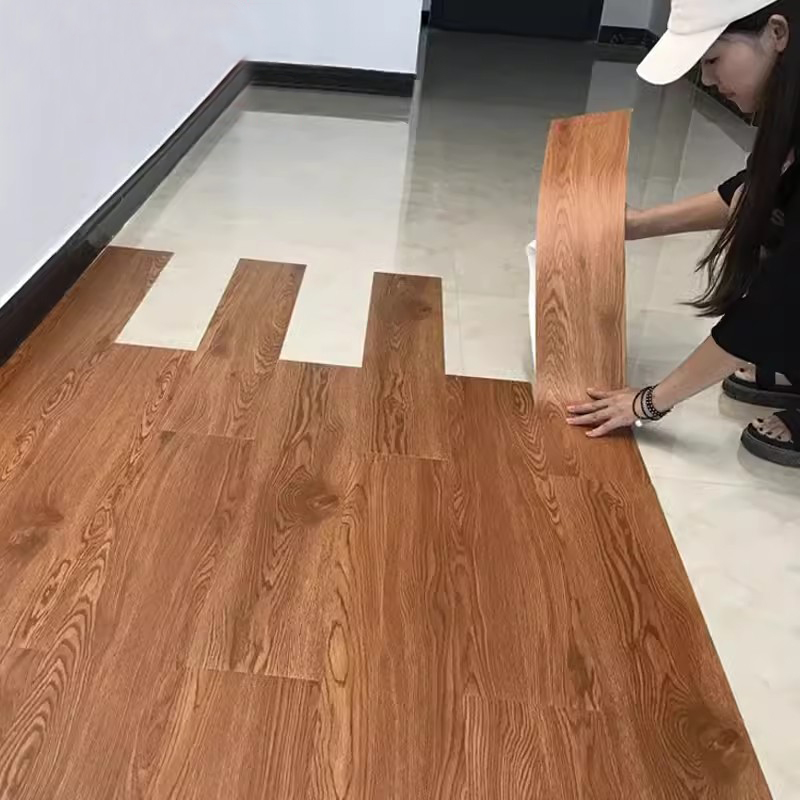 91 × 15 センチメートル 3D 自己粘着床ステッカー厚みの木目床壁紙 3d ウォールステッカー防水ルーム耐摩耗性 sticke