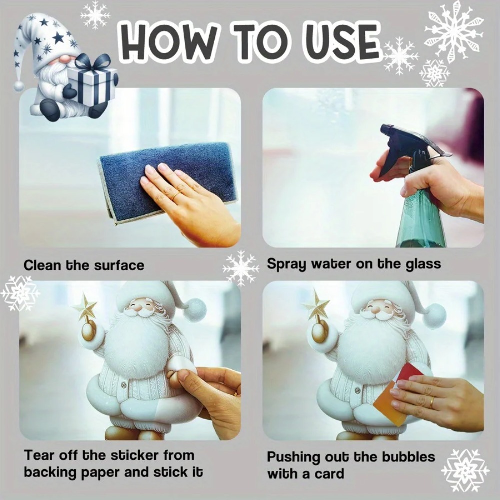 1. A Christmas Santa glass sticker - removable static electricity sticker decoration - suitable for living room and windows