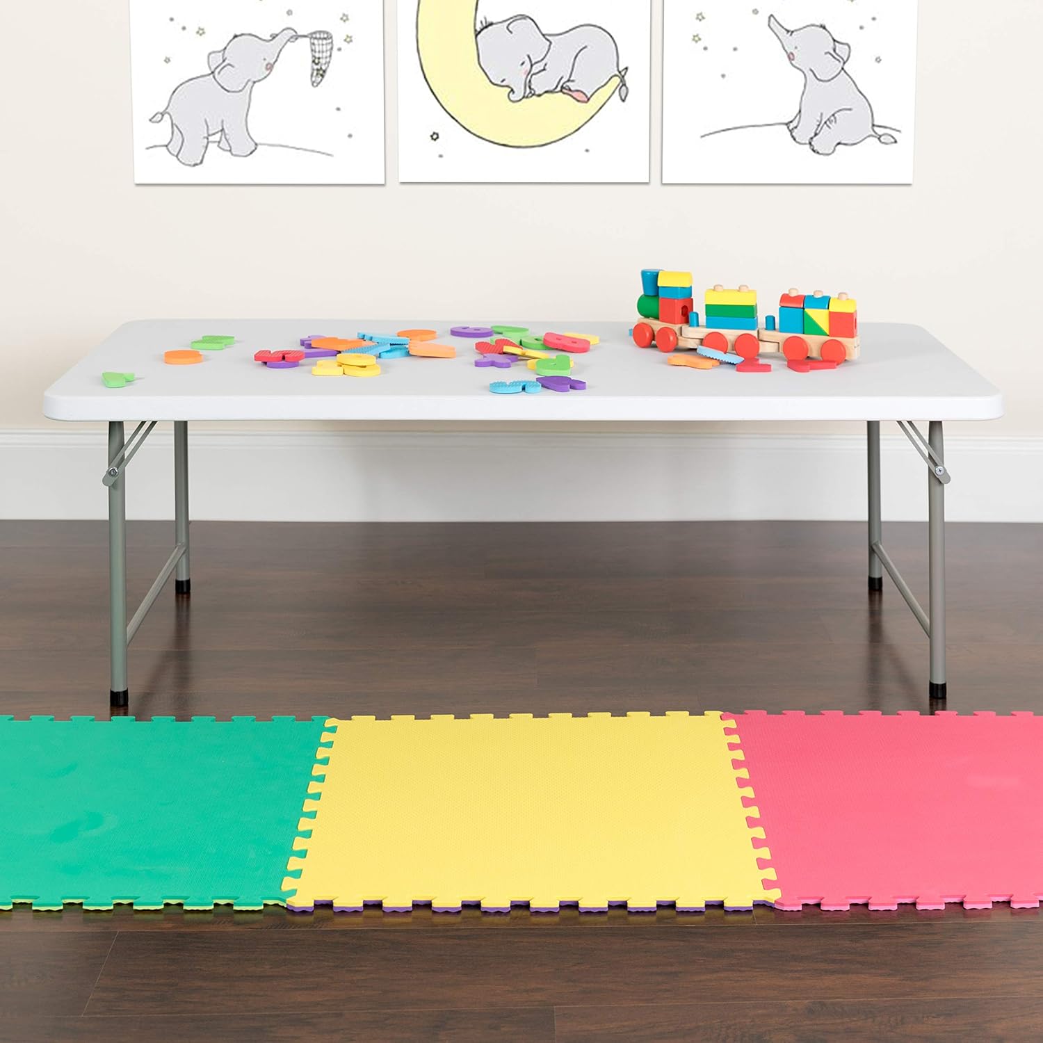 4.93-Foot Kid's  Plastic Folding Activity Table - Play Table
