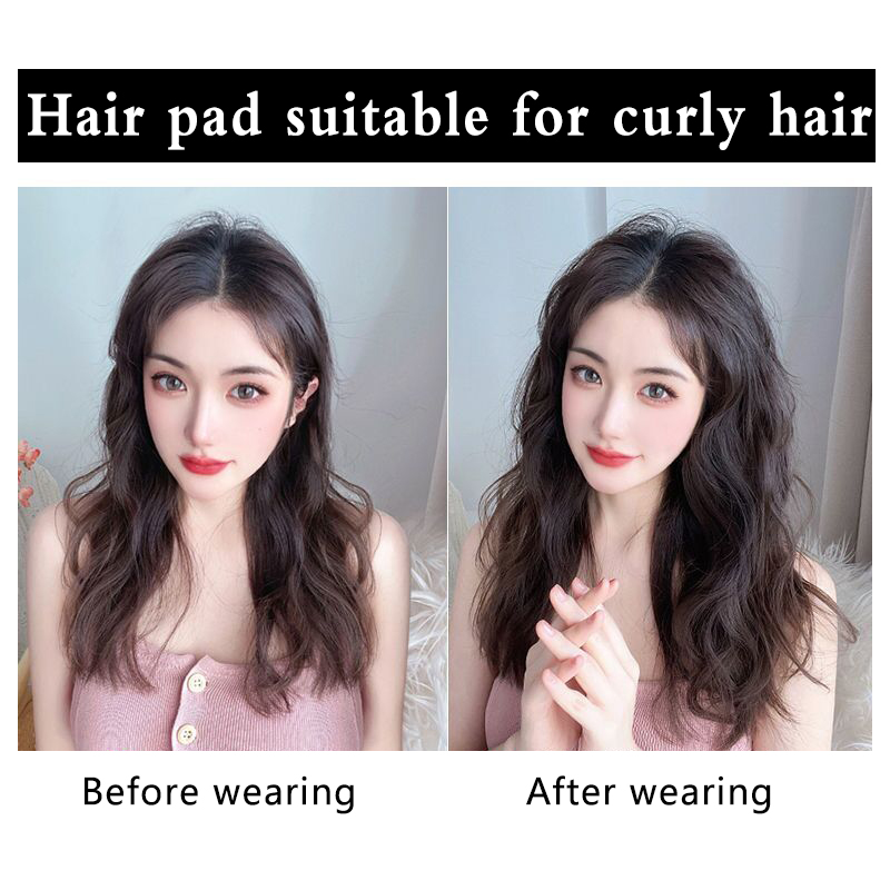 Pelo sintético rizado para mujer, Mini almohadilla para el pelo de 25cm, extensión de cabello Natural negro y marrón, Clips en peluca