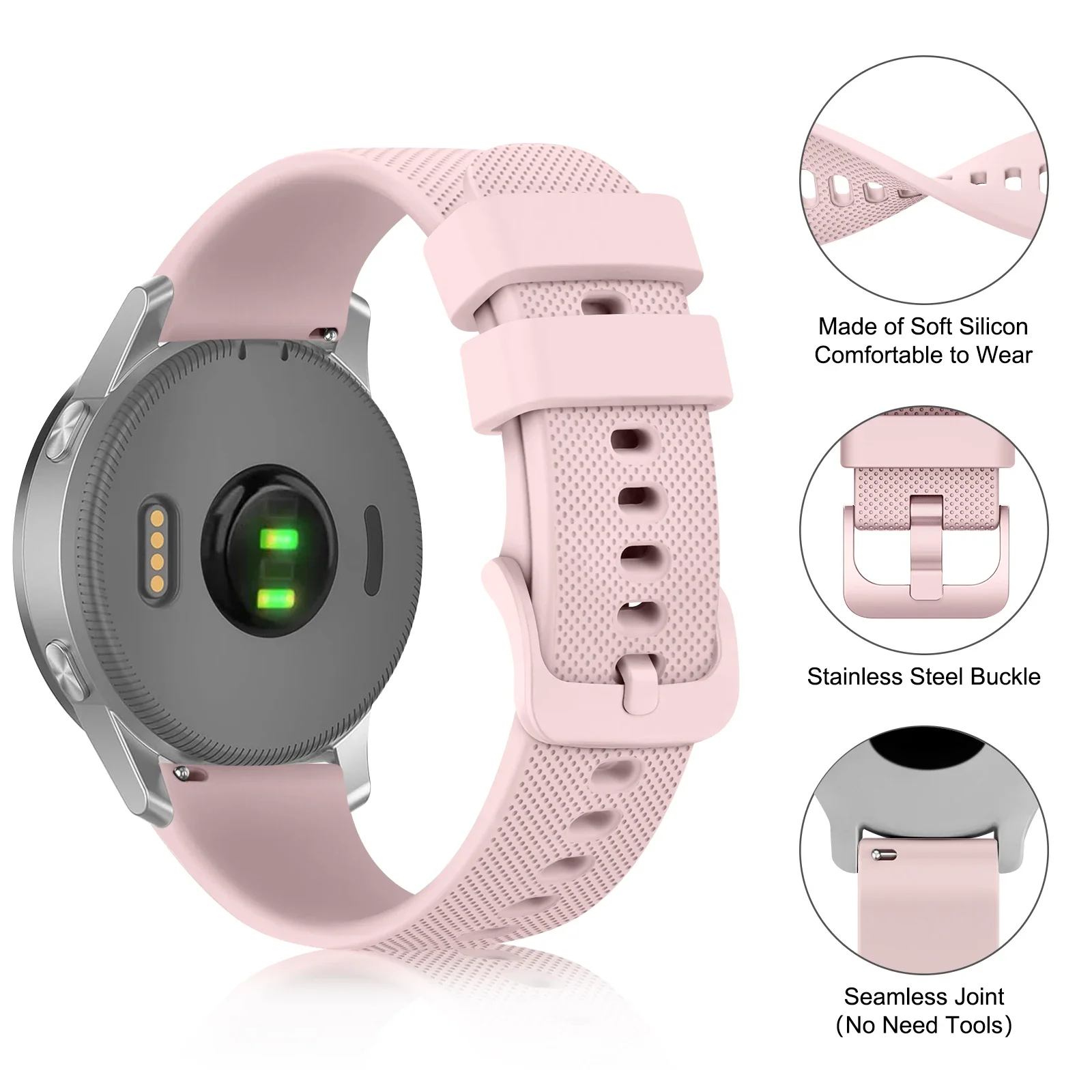 Силиконовый ремешок 18 мм для Garmin Vivoactive 4S/3S/2S Venu2S/3S, ремешок для женских часов Fossil Gen 4/6 5E 42 мм, Huawei Watch GT 4/GT4 41 мм