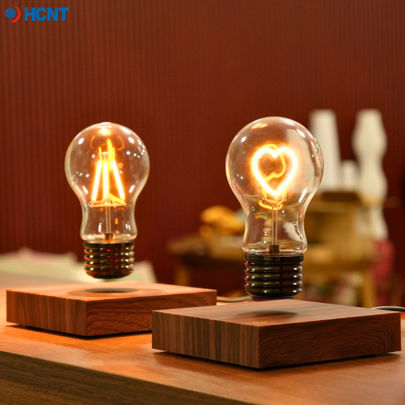 HCNT Magnetic Levitating Floating Wireless LED Light Bulb Desk Lamp for Unique Gifts Room Night Light Home Office Decor Tech Toy