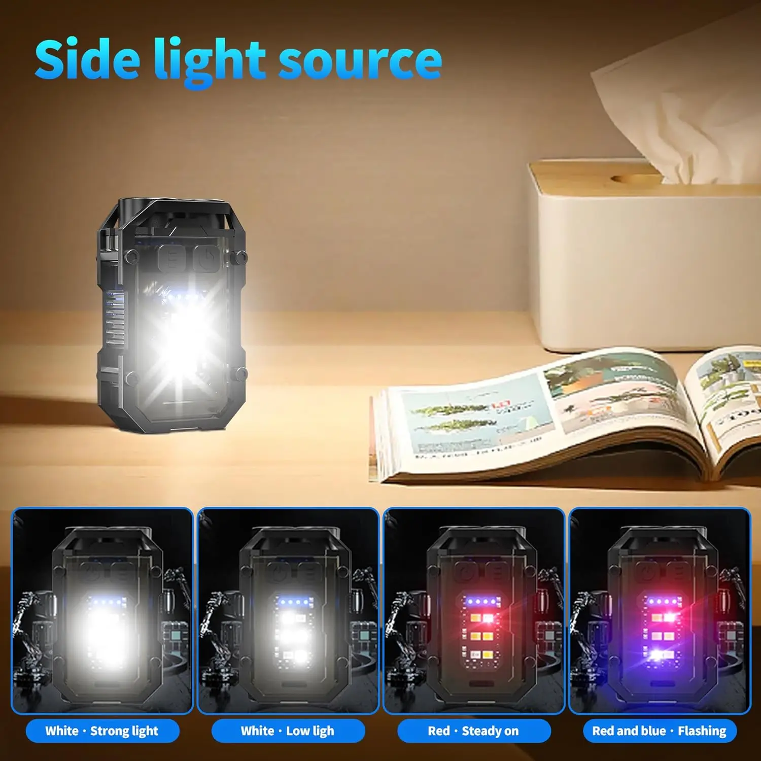 Mini Clip Keychain Flashlight Rechargeable LED Magnetic Keychain Portable Flash Light Small COB Repair Emergency Work Light