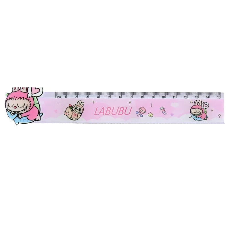 Hot Selling Cute Rabbit Ruler Pressure Reducing Rotating Head 15cm Acrylic Color Student Measuring Ruler Learning Stationery