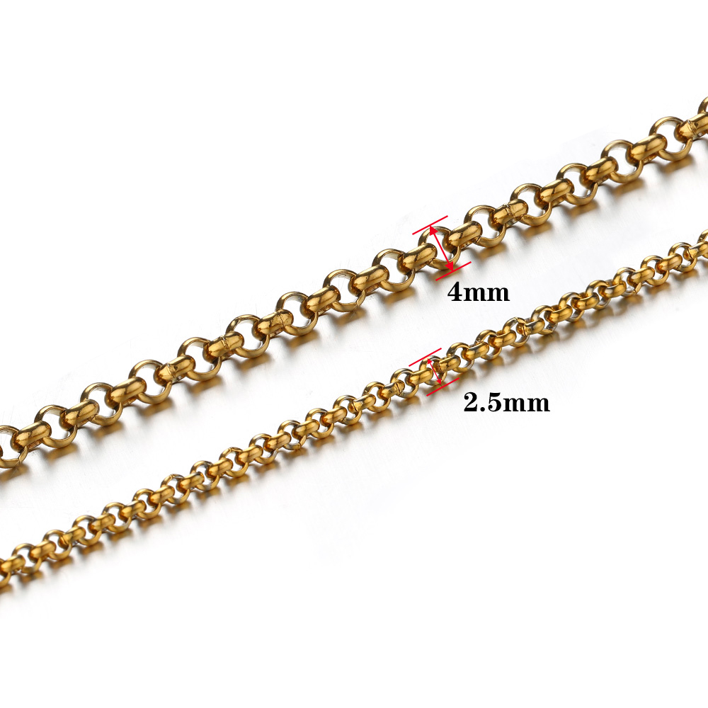 Correntes de aço inoxidável de 1 metro, corrente de colar de 2.5/4mm para pulseira diy, componentes de fabricação de jóias, acessórios