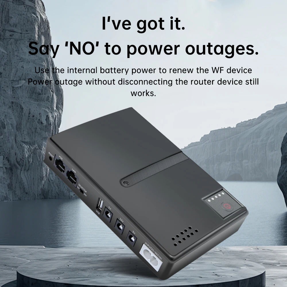 Large Capacity Multipurpose Mini Portable UPS Backup Power Adapter Emergency Power Supply for WiFi, Router 5V 9V 12V 15V 2V