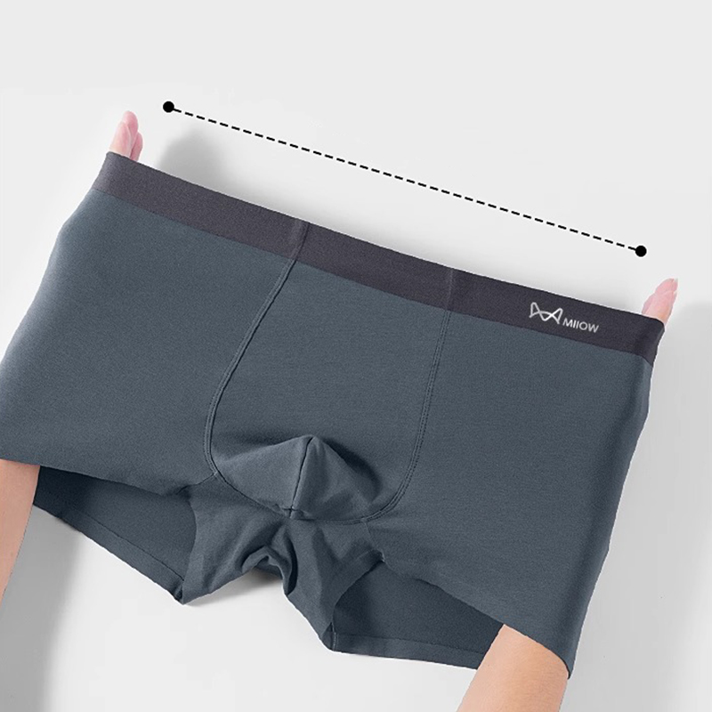 MiiOW 4 ชิ้นผ้าฝ้ายกางเกงในชาย 5A Antibiotic Crotch Man ชุดชั้นในชายไม่มีรอยต่อ Breathable Men Boxer Underpants Mens Boxer กางเกง