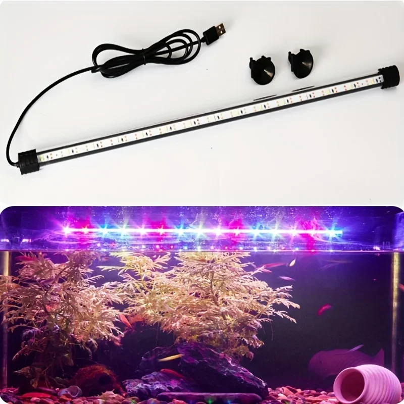 Iluminación LED para acuario multicolor de 17-47cm, lámpara de ambiente sumergible, USB, impermeable, planta decorativa para pecera, accesorios de luz para cultivo