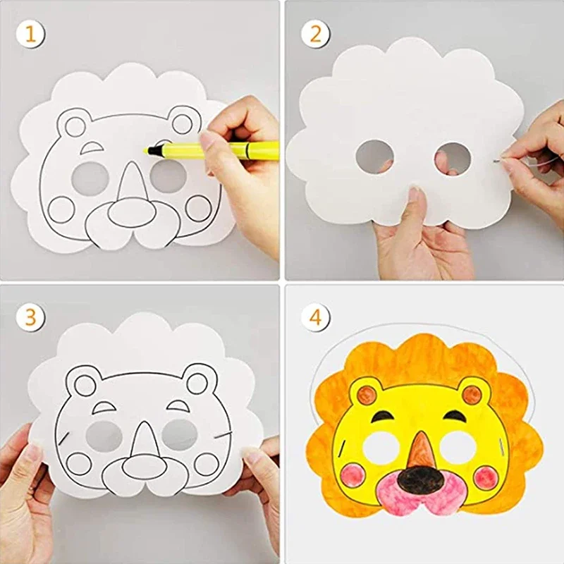 8 個 DIY キッズカラー漫画動物絵画マスクおもちゃ幼稚園グラフィティアートクラフト子供モンテッソーリクリエイティブ絵画ギフト